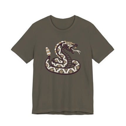Aztec Rattlesnake T-Shirt | Coiled Green Serpent Graphic Design Tee