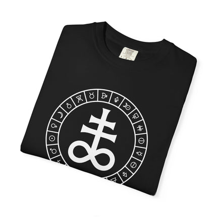 Occult Leviathan Cross Alchemical T-Shirt | Brimstone Symbol Graphic Tee