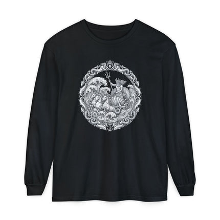 Poseidon Chariot T-Shirt | Greek Sea God with Trident Long Sleeve Tee