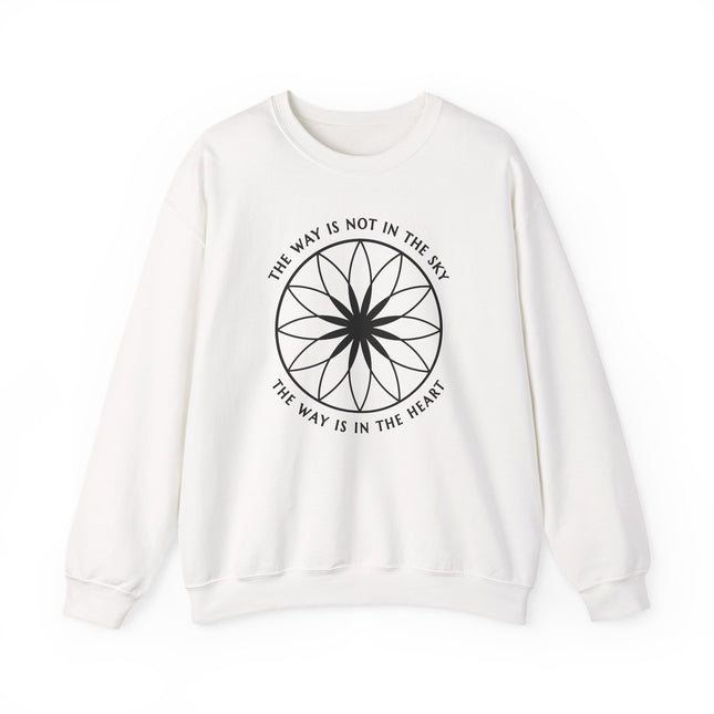 The Way Is In The Heart Spiritual Flower Mandala Graphic and Text Sweatshirt