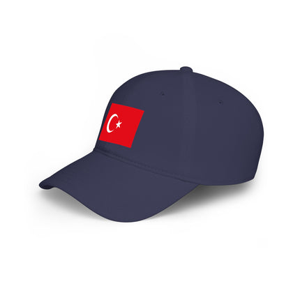 Navy baseball cap featuring the Turkish flag design. National pride accessory for men and women.