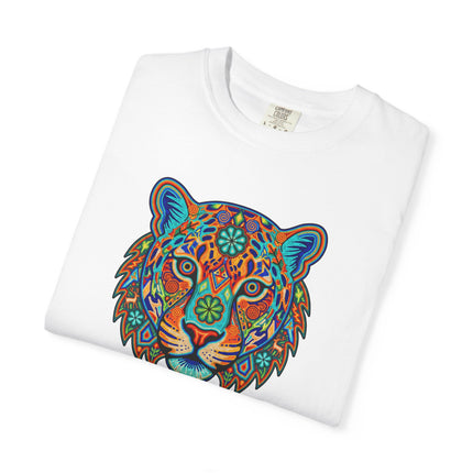Psychedelic Huichol Jaguar Graphic T-Shirt | Colorful Mexican Art Tee