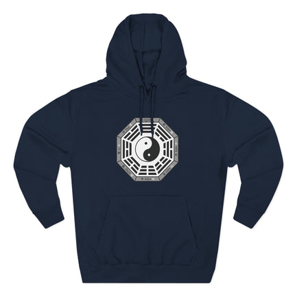 Dark blue hoodie featuring the Bagua and Yin Yang diagram, symbolizing Chinese philosophy and balance.