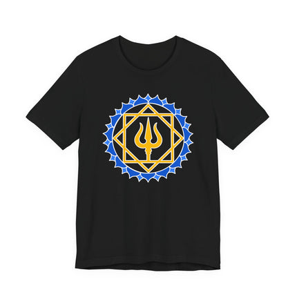 Trishula Trident T-Shirt | Gold Blue Geometric Lotus Symbol | Lotus
