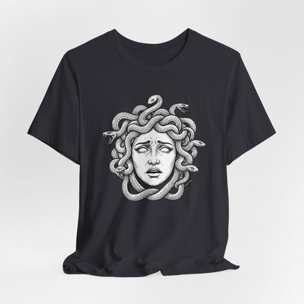 Distressed Medusa T-Shirt | Greek Mythology Gorgon Snake Hair Tee | Head