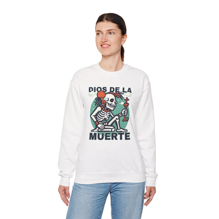Dios de la Muerte Skeleton Sweatshirt | Mayan God of Death Graphic Pullover Sweatshirt