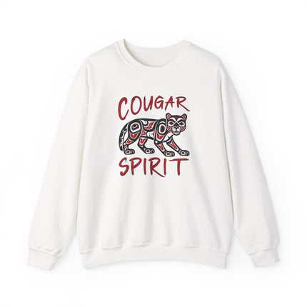 Cougar Spirit formline art sweatshirt featuring indigenous native American cultural design print.