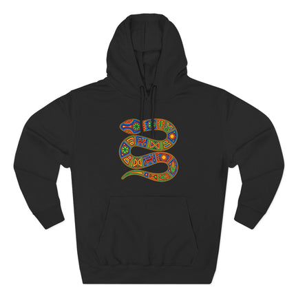 Colorful Huichol Naaye Snake Hoodie | Indigenous Mexican Folk Art Pullover Hoodie