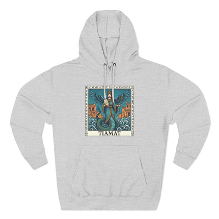 Babylonian Mythology Tiamat Serpent Queen Goddess graphic on a pullover hoodie.
