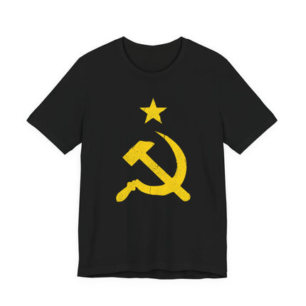 Vintage Hammer & Sickle Star T-Shirt | USSR Soviet Communist Gold Grunge