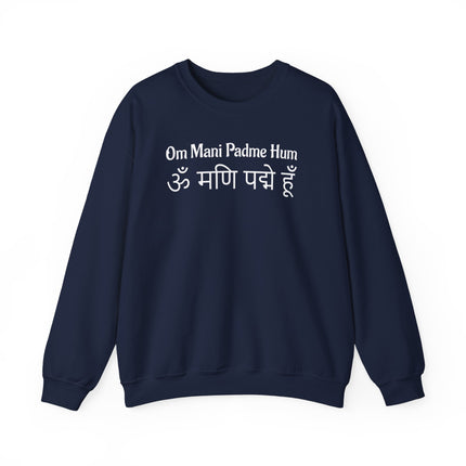 Om Mani Padme Hum mantra sweatshirt for yoga and meditation. Buddhist spiritual apparel.