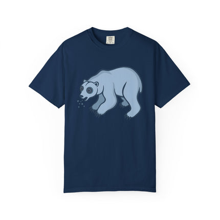 Goofy Blue Polar Bear Spitting Snow T-Shirt | Arctic Animal Tee