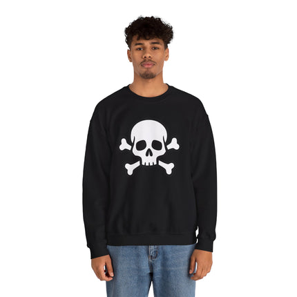 Black pullover featuring a white skull and crossbones graphic design.