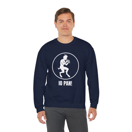 IO PAN! satyr graphic sweatshirt featuring Greek mythology and the god Pan.
