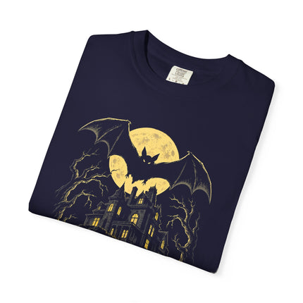The Bat T-Shirt | Moonlit Mansion and Vintage Horror Poster Art