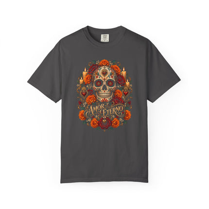 Amor Eterno T-Shirt | Floral Skull and Eternal Love Design