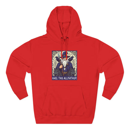Odin Allfather Norse Viking hoodie graphic featuring runes and mythology.