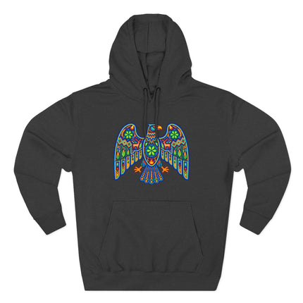 Huichol Eagle Hoodie | Colorful Indigenous Mexican Art Pullover Hoodie