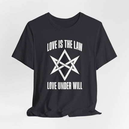 Love Is The Law Unicursal Hexagram Thelema T-Shirt | Crowley Thelema Graphic Tee V2