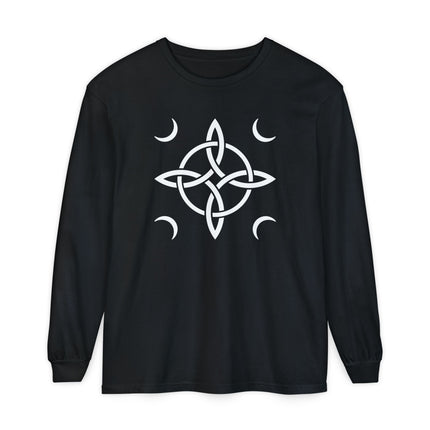 Witch's Knot T-Shirt | Crescent Moon Knotwork Symbol Long Sleeve Tee