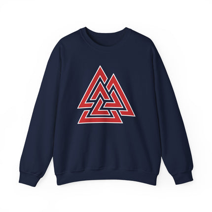 Red Valknut Norse Symbol Sweatshirt | Viking Asgard Symbol Unisex Pullover V1