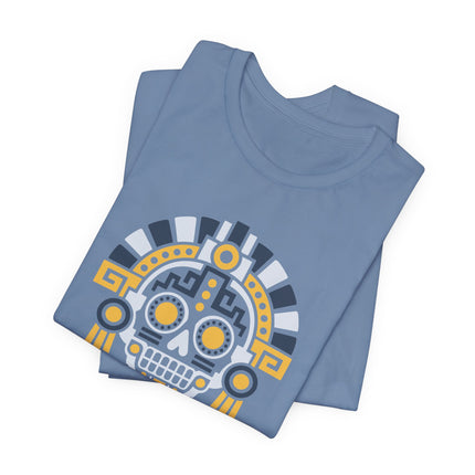 Aztec Skull T-Shirt | Geometric Mesoamerican Headdress Graphic Tee