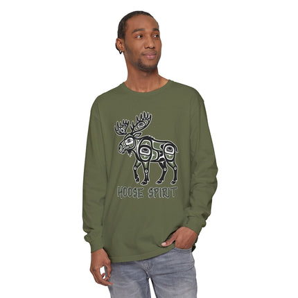 Moose Spirit Long Sleeve T-Shirt | Formline Animal Graphic Tee