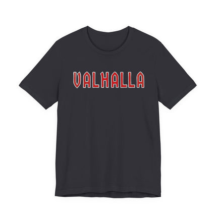 VALHALLA Norse Mythology Viking T-Shirt | Bold Red Letter Text Tee