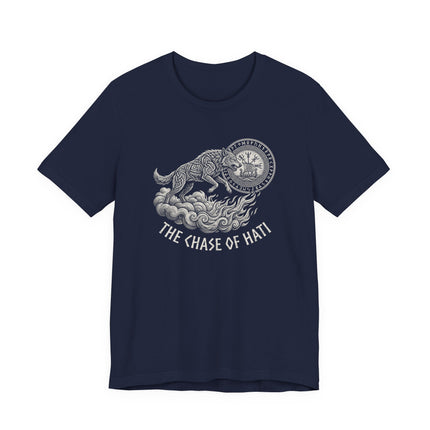The Chase of Hati Norse Mythology T-Shirt | Viking Wolf Graphic Tee