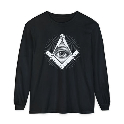 Square and Compasses Eye Long Sleeve T-Shirt | Masonic Graphic Tee