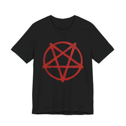 Red Spray Paint Inverted Pentagram T-Shirt | Occult Gothic Graffiti Pentacle Tee
