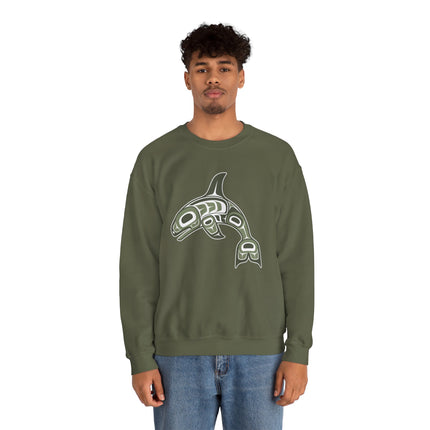 Pacific Northwest Formline art orca killer whale graphic sweatshirt.