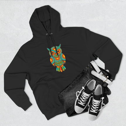 Huichol Owl Hoodie | Vibrant Mexican Tribal Folk Art Pullover Hoodie