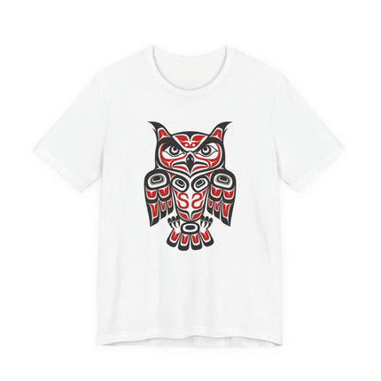 Red Black Owl T-Shirt | Pacific Northwest Indigenous Art Formline Design | Owl