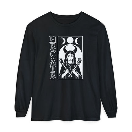 Hecate Long Sleeve T-Shirt | Torch and Moon Goddess Graphic Tee