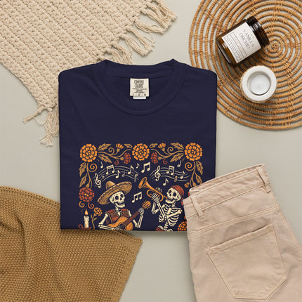 Mexican Day of the Dead T-Shirt | Dancing Skeletons and Flowers