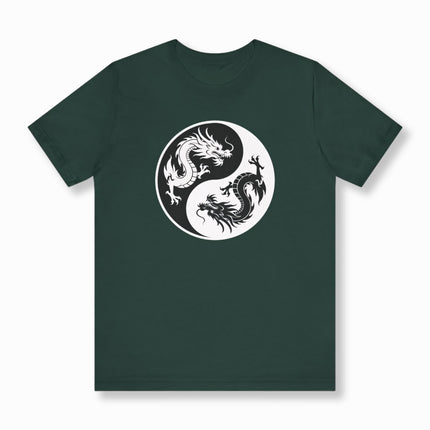 Chinese Dragon Yin Yang T-Shirt | Opposing Serpents Graphic Tee | V4