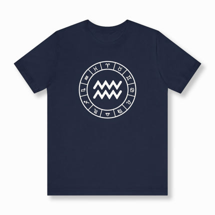Aquarius Zodiac Wheel T-Shirt | Symbolic Design Unisex Tee | V2