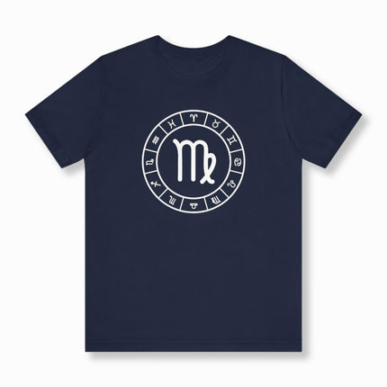 Virgo Symbol and All Zodiac Signs Wheel T-Shirt | Graphic Unisex Tee V2