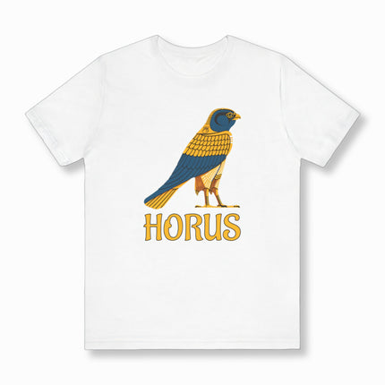 Egyptian God Horus T-Shirt | Ancient Egypt Falcon Graphic and Text Tee | V4