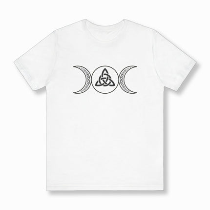 Celtic Triple Moon Goddess T-Shirt With Knotwork Triquetra | Unisex Tee V6