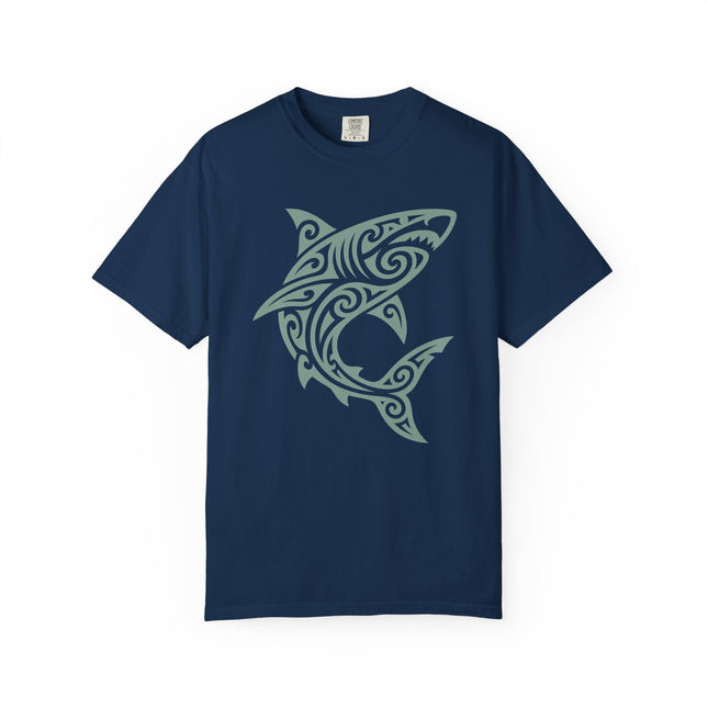 Tribal Shark T-Shirt | Polynesian Tattoo Style Graphic Tee | Comfort Colors