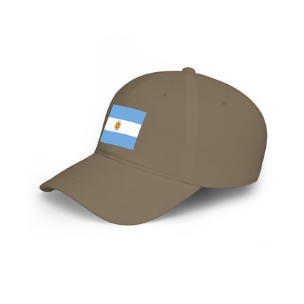 Argentina flag baseball cap in brown, featuring the national Sun of May symbol.