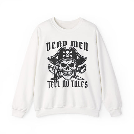 Dead Men Tell No Tales pirate skull graphic sweatshirt.