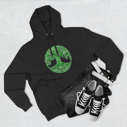 Celtic Tree of Life knotwork design on a black pullover hoodie.