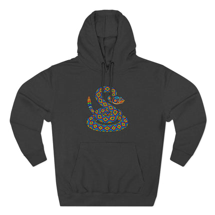 Huichol Rattlesnake Hoodie | Colorful Geometric Folk Art Pullover Hoodie