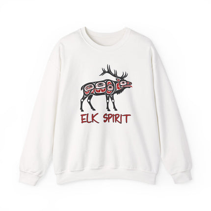 Elk Spirit Formline Art sweatshirt featuring indigenous Native American designs.