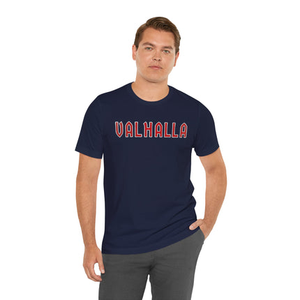 VALHALLA Norse Mythology Viking T-Shirt | Bold Red Letter Text Tee