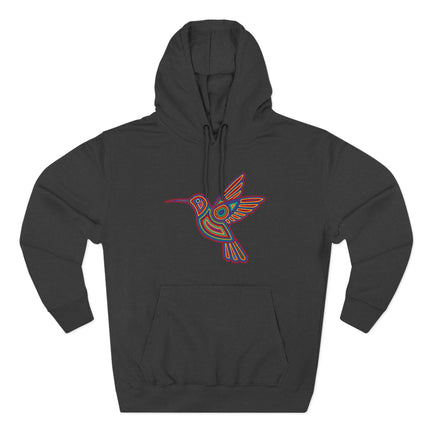 Huichol Hummingbird Art Hoodie | Colorful Indigenous Bird Symbol Pullover Hoodie