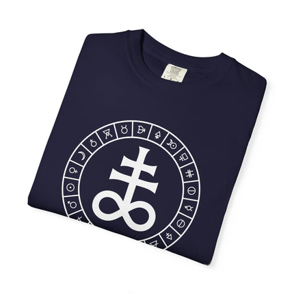 Occult Leviathan Cross Alchemical T-Shirt | Brimstone Symbol Graphic Tee